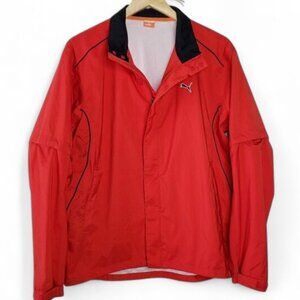 Puma Red Convertible Sleeve Vented Windbreaker Jacket Men's Mesh Lined Tennis L